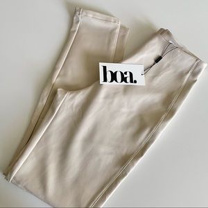 BRAND NEW High Waisted Cream Vegan Leather Fitted Trousers Pants